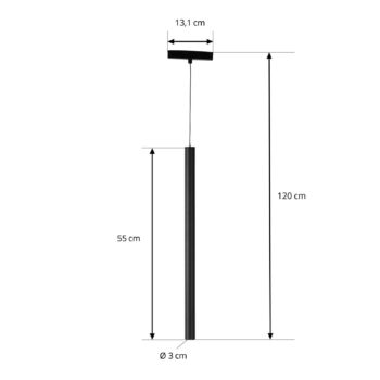 Lindby LED závesné svietidlo Lumaro, čierne, Ø3cm, hliník, 48V, stmievateľné