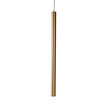 Lindby LED závesné svietidlo Lumaro, zlaté, Ø 3cm, hliník, 48V, stmievateľné