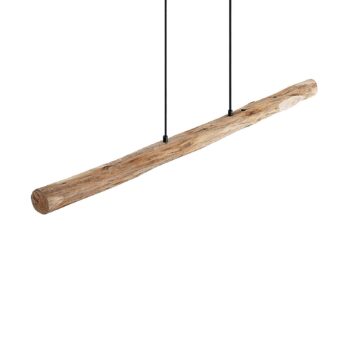 Lindby LED závesné svietidlo Nekala, čierna farba, drevo, dĺžka 120 cm