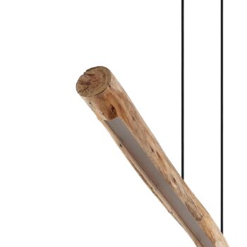 Lindby LED závesné svietidlo Nekala, čierna farba, drevo, dĺžka 120 cm