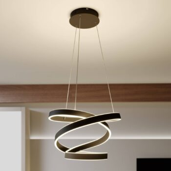 Lindby LED závesné svietidlo Olada, čierna farba, kov, Ø 51 cm