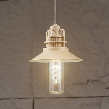 Lindby LED závesné svietidlo Raul, béžové, hliník, Ø 15cm