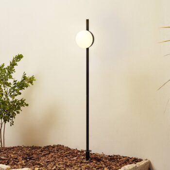 Lindby LED zemné svetlo Darleen, antracitová farba, kov, Ø10cm