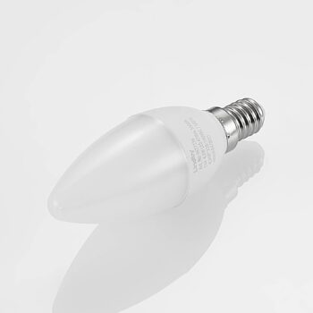Lindby LED žiarovka, E14, C35, 4,5 W, opál, 3 000 K
