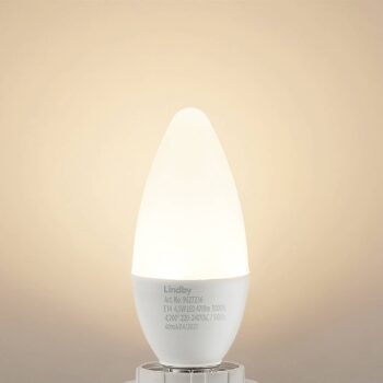 Lindby LED žiarovka, E14, C35, 4,5 W, opál, 3000K, sada 2 ks