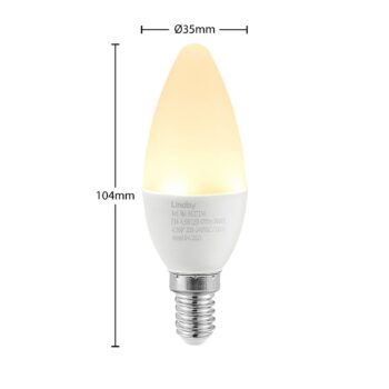 Lindby LED žiarovka, E14, C35, 4,5 W, opál, 3000K, sada 3 ks