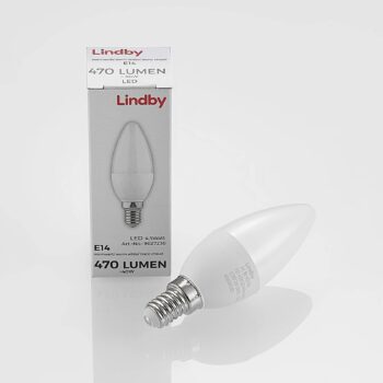 Lindby LED žiarovka, E14, C35, 4,5 W, opál, 3000K, sada 3 ks