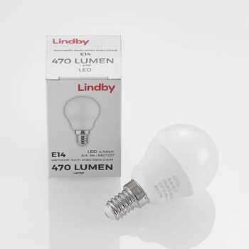 Lindby LED žiarovka, kvapka, E14, 4,5 W, opál, 3000K