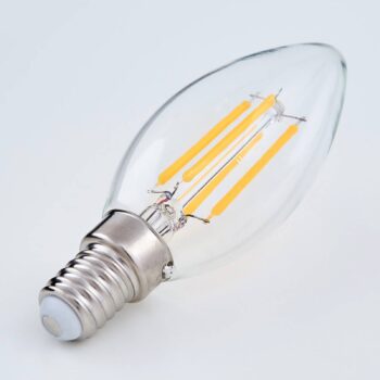 Lindby LED žiarovka, sviečka, E14, 4W, číra, 2700K