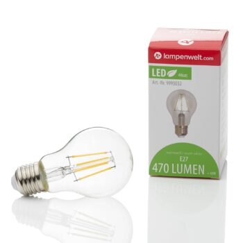Lindby LED žiarovka, vlákno, E27, 4W, číra, 2700K