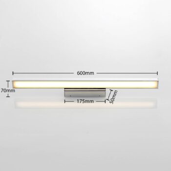 Lindby LED zrkadlové svetlo Alenia, 60 cm, chróm, hliník, IP44