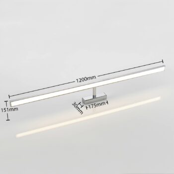Lindby LED zrkadlové svetlo Jukka, 120 cm, chróm, kov, IP44