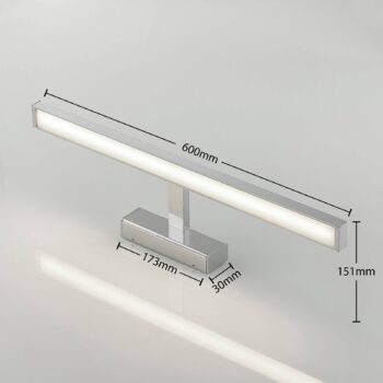 Lindby LED zrkadlové svetlo Jukka, 60 cm, chróm, kov, IP44