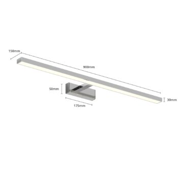 Lindby LED zrkadlové svetlo Jukka, 90 cm, chróm, kov, IP44