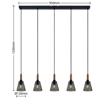 Lindby Layne závesná lampa, košiky, 5-pl.
