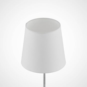 Lindby Leza stolná lampa chróm, tienidlo biele