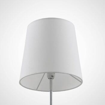 Lindby Leza stolná lampa chróm, tienidlo biele
