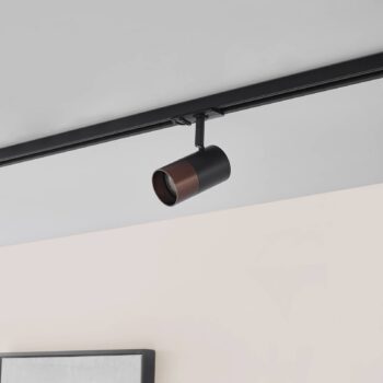 Lindby Linaro reflektor, GU10, Ø 6 cm, čierna/hnedá