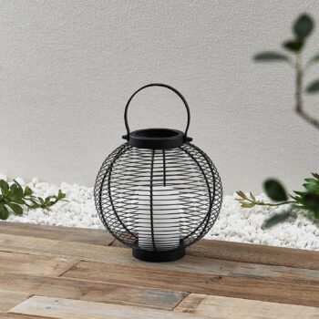 Lindby Mairuna solárna LED lucerna čierna, 22,7 cm