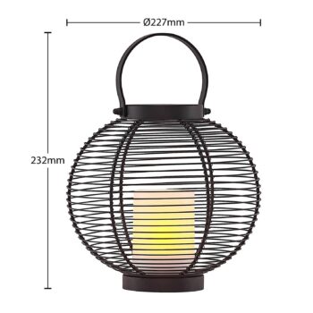Lindby Mairuna solárna LED lucerna čierna, 22,7 cm