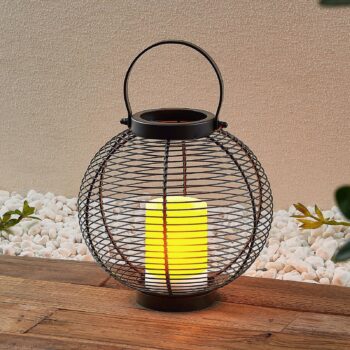 Lindby Mairuna solárna LED lucerna čierna, 22,7 cm