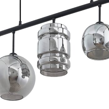 Lindby Mateno sklená závesná lampa, 5-pl. sivá
