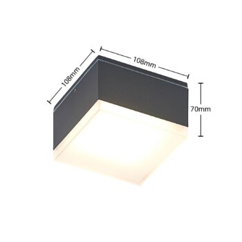 Lindby Mathea LED vonkajšia stropná lampa, hranatá