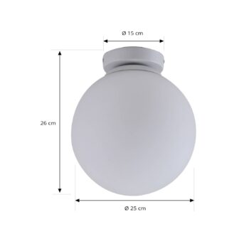 Lindby Meriala stropná lampa biela, sklo Ø 25 cm