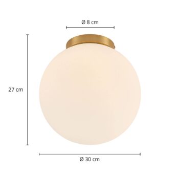 Lindby Meriala stropné svietidlo mosadz, sklo Ø 30 cm