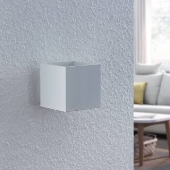 Lindby Mirza nástenné svetlo hliník, hranaté biele