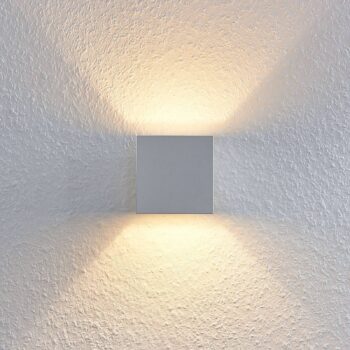 Lindby Mirza nástenné svetlo hliník, hranaté biele