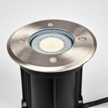 Lindby Nájazdové svietidlá Insa, Ø11cm, nerezová oceľ, GU10, IP67