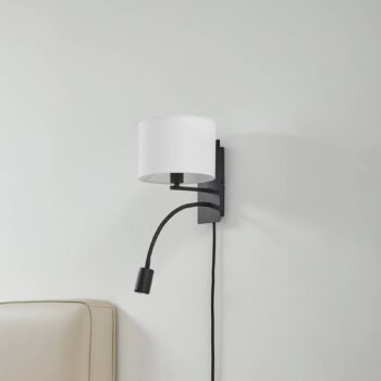 Lindby Nástenné svetlo Florens, čierne, LED lampa na citanie, 23,5 cm