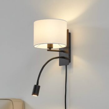 Lindby Nástenné svetlo Florens, čierne, LED lampa na citanie, 23,5 cm