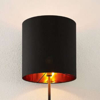 Lindby Nymar stojaca lampa, látka, čierno-zlatá