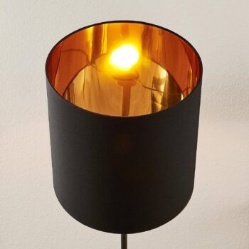 Lindby Nymar stojaca lampa, látka, čierno-zlatá