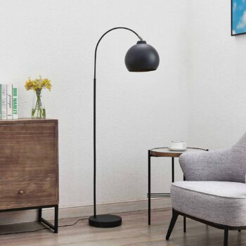 Lindby Oblúková lampa Minali, čierna, kov, výška 148 cm, E27