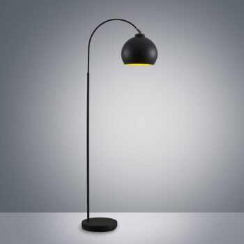 Lindby Oblúková lampa Minali, čierna, kov, výška 148 cm, E27