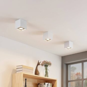 Lindby Parvin hliníkové Downlight, hranaté, biele
