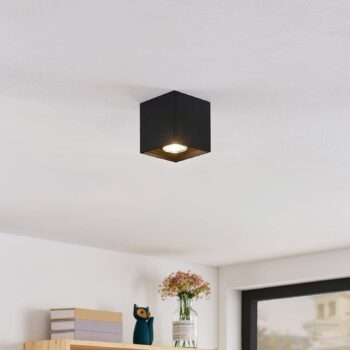 Lindby Parvin hliníkové Downlight, hranaté, čierne