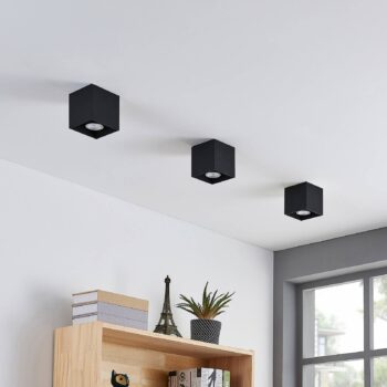 Lindby Parvin hliníkové Downlight, hranaté, čierne