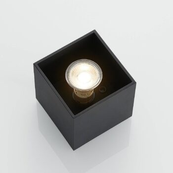 Lindby Parvin hliníkové Downlight, hranaté, čierne