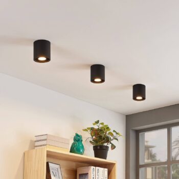 Lindby Parvin hliníkové Downlight, okrúhle, čierne