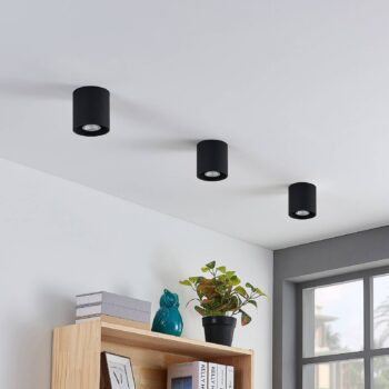 Lindby Parvin hliníkové Downlight, okrúhle, čierne