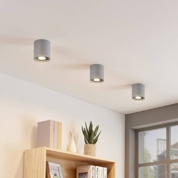 Lindby Parvin hliníkové Downlight, okrúhle, sivé