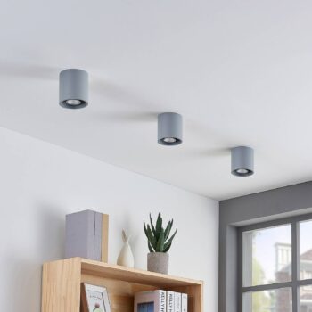 Lindby Parvin hliníkové Downlight, okrúhle, sivé