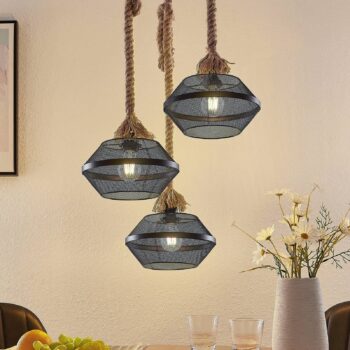 Lindby Rabia, závesná lampa, 3-pl., zväzok