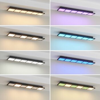 Lindby Raymie stropné LED svetlo, dĺžka 84 cm RGBW