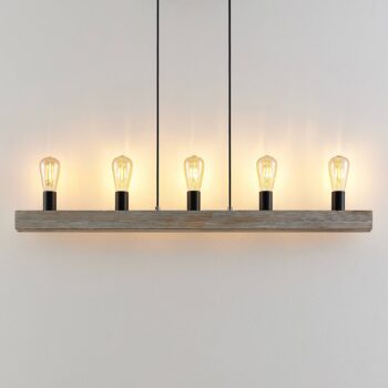 Lindby Relia závesná lampa, s drevenými nosníkmi