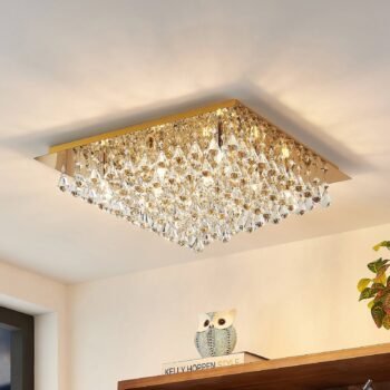 Lindby Rimedia stropné svietidlo, zlaté, 55 cm